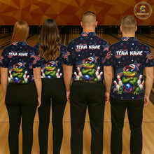 Load image into Gallery viewer, Custom American Flag Alligator Bowling Shirt for Men Patriotic Bowling Jersey Polo &amp; 1/4-Zip QZT1029
