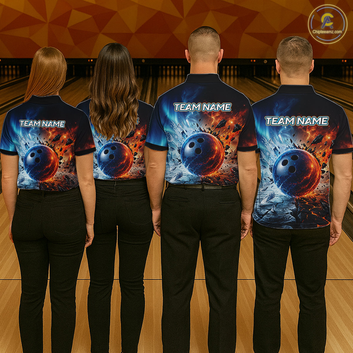 Custom Fire & Ice Bowling Shirt Bowling Team Jersey for Women Polo & 1/4-Zip QZT1218