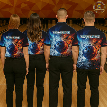 Custom Fire & Ice Bowling Shirt Bowling Team Jersey for Women Polo & 1/4-Zip QZT1218