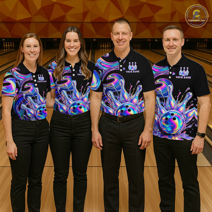 Custom Holographic Bowling Shirt Bowling Team Jersey for Women Polo & 1/4-Zip QZT1219