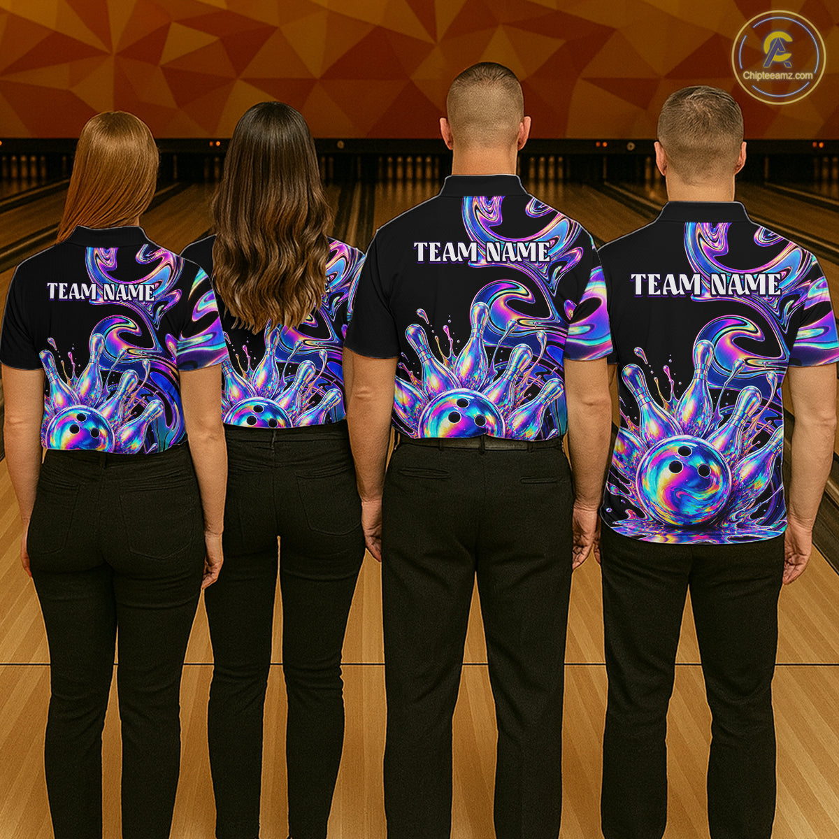 Custom Holographic Bowling Shirt Bowling Team Jersey for Women Polo & 1/4-Zip QZT1219