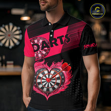 Load image into Gallery viewer, Personalized Pink Dart Shirt for Couples Valentine Dart Jersey for Men Dartboard Shirt for Team DHT9