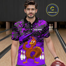 Load image into Gallery viewer, Purple Funny Turkey Bowling Team Shirt for Men Bowling Jersey Thanksgiving Bowling Outfit QZT776
