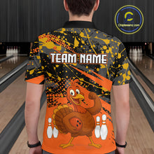 Load image into Gallery viewer, Orange Funny Turkey Bowling Team Shirt for Men Bowling Jersey Thanksgiving Bowling Outfit QZT776