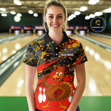 Load image into Gallery viewer, Red Funny Turkey Bowling Team Shirt for Women Bowling Jersey Thanksgiving Bowling Outfit QZT776