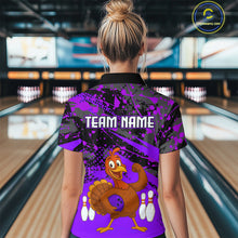 Load image into Gallery viewer, Purple Funny Turkey Bowling Team Shirt for Women Bowling Jersey Thanksgiving Bowling Outfit QZT776