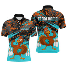 Load image into Gallery viewer, Turquoise Funny Turkey Bowling Team Shirt for Men Bowling Jersey Thanksgiving Bowling Outfit QZT776