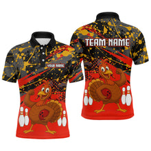 Load image into Gallery viewer, Red Funny Turkey Bowling Team Shirt for Men Bowling Jersey Thanksgiving Bowling Outfit QZT776