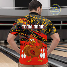 Load image into Gallery viewer, Red Funny Turkey Bowling Team Shirt for Men Bowling Jersey Thanksgiving Bowling Outfit QZT776