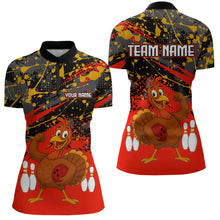 Load image into Gallery viewer, Red Funny Turkey Bowling Team Shirt for Women Bowling Jersey Thanksgiving Bowling Outfit QZT776