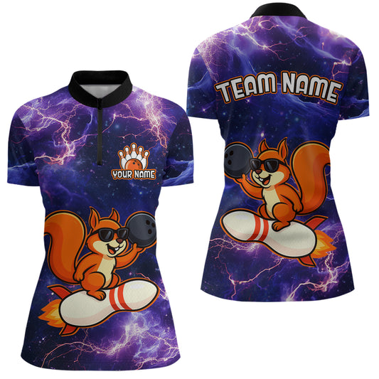Custom Thunder Lightning Funny Squirrel Bowling Shirt Bowling Jersey for Women QZT777