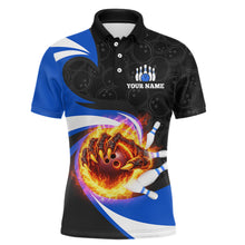 Load image into Gallery viewer, Personalized Blue Flame Demon Hand Bowling Shirt for Men Bowling Outfit Polo &amp; Quarter-Zip Bowling Jersey QZT867