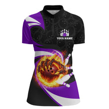 Load image into Gallery viewer, Personalized Purple Flame Demon Hand Bowling Shirt for Women Bowling Outfit Polo &amp; Quarter-Zip Bowling Jersey QZT867