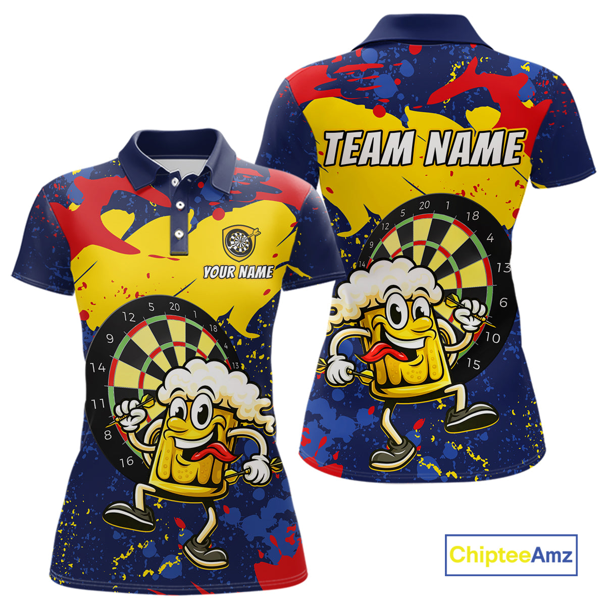 Funny Beer Dartboard Shirt for Women Custom Dart Team Jersey Polo & Quarter-Zip DHT39