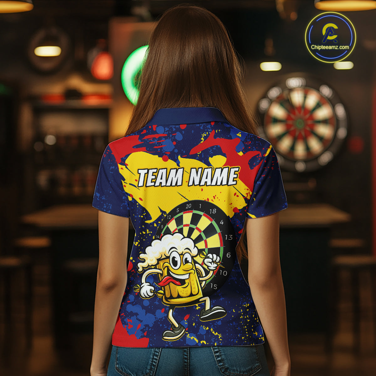 Funny Beer Dartboard Shirt for Women Custom Dart Team Jersey Polo & Quarter-Zip DHT39