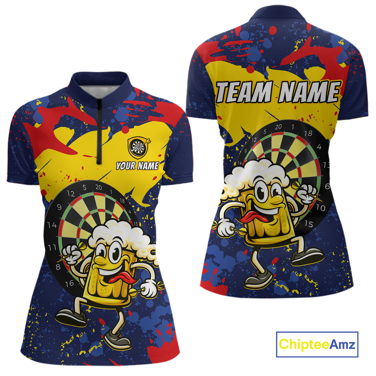 Funny Beer Dartboard Shirt for Women Custom Dart Team Jersey Polo & Quarter-Zip DHT39