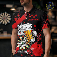 Load image into Gallery viewer, Funny Red Beer Dartboard Team Shirt for Men Custom Dart Jersey Polo &amp; Quarter-Zip Dart Outfit DHT40