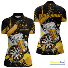 Load image into Gallery viewer, Funny Yellow Beer Dartboard Team Shirt for Women Custom Dart Jersey Polo &amp; Quarter-Zip Dart Outfit DHT40