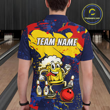 Load image into Gallery viewer, Red &amp; Yellow Funny Beer Bowling Shirt Custom Navy Bowling Jersey for Men Bowling Team QZT811