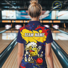 Load image into Gallery viewer, Red &amp; Yellow Funny Beer Bowling Shirt Custom Navy Bowling Jersey for Women Bowling Team QZT811