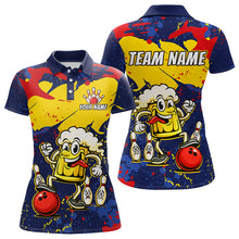 Load image into Gallery viewer, Red &amp; Yellow Funny Beer Bowling Shirt Custom Navy Bowling Jersey for Women Bowling Team QZT811