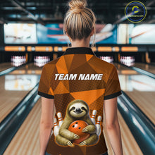 Load image into Gallery viewer, Orange Funny Sloth Bowling Shirt for Women Custom Bowling Jersey Polo &amp; Quarter-Zip Bowling Outfit QZT995