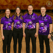 Load image into Gallery viewer, Purple Funny Sloth Bowling Shirt for Men Custom Bowling Jersey Polo &amp; Quarter-Zip Bowling Outfit QZT995