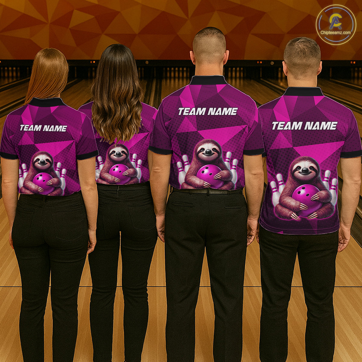 Pink Funny Sloth Bowling Shirt for Men Custom Bowling Jersey Polo & Quarter-Zip Bowling Outfit QZT995