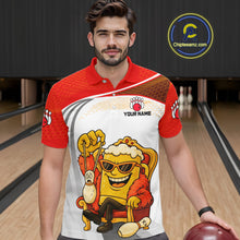 Load image into Gallery viewer, Custom Funny Red Beer Polo Bowling Team Shirt for Men Quarter-Zip Bowling Jersey Outfit QZT820