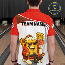 Load image into Gallery viewer, Custom Funny Red Beer Polo Bowling Team Shirt for Men Quarter-Zip Bowling Jersey Outfit QZT820