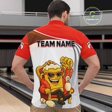 Load image into Gallery viewer, Custom Funny Red Beer Polo Bowling Team Shirt for Men Quarter-Zip Bowling Jersey Outfit QZT820