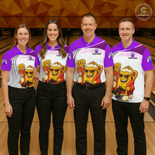 Load image into Gallery viewer, Custom Funny Purple Beer Polo Bowling Team Shirt for Men Quarter-Zip Bowling Jersey Outfit QZT820