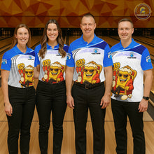 Load image into Gallery viewer, Custom Funny Blue Beer Polo Bowling Team Shirt for Men Quarter-Zip Bowling Jersey Outfit QZT820