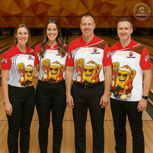 Load image into Gallery viewer, Custom Funny Red Beer Polo Bowling Team Shirt for Men Quarter-Zip Bowling Jersey Outfit QZT820