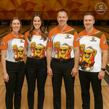 Load image into Gallery viewer, Custom Funny Orange Beer Polo Bowling Team Shirt for Men Quarter-Zip Bowling Jersey Outfit QZT820