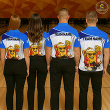 Load image into Gallery viewer, Custom Funny Blue Beer Polo Bowling Team Shirt for Women Quarter-Zip Bowling Jersey Outfit QZT820