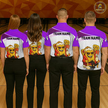 Load image into Gallery viewer, Custom Funny Purple Beer Polo Bowling Team Shirt for Men Quarter-Zip Bowling Jersey Outfit QZT820