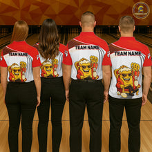 Load image into Gallery viewer, Custom Funny Red Beer Polo Bowling Team Shirt for Men Quarter-Zip Bowling Jersey Outfit QZT820