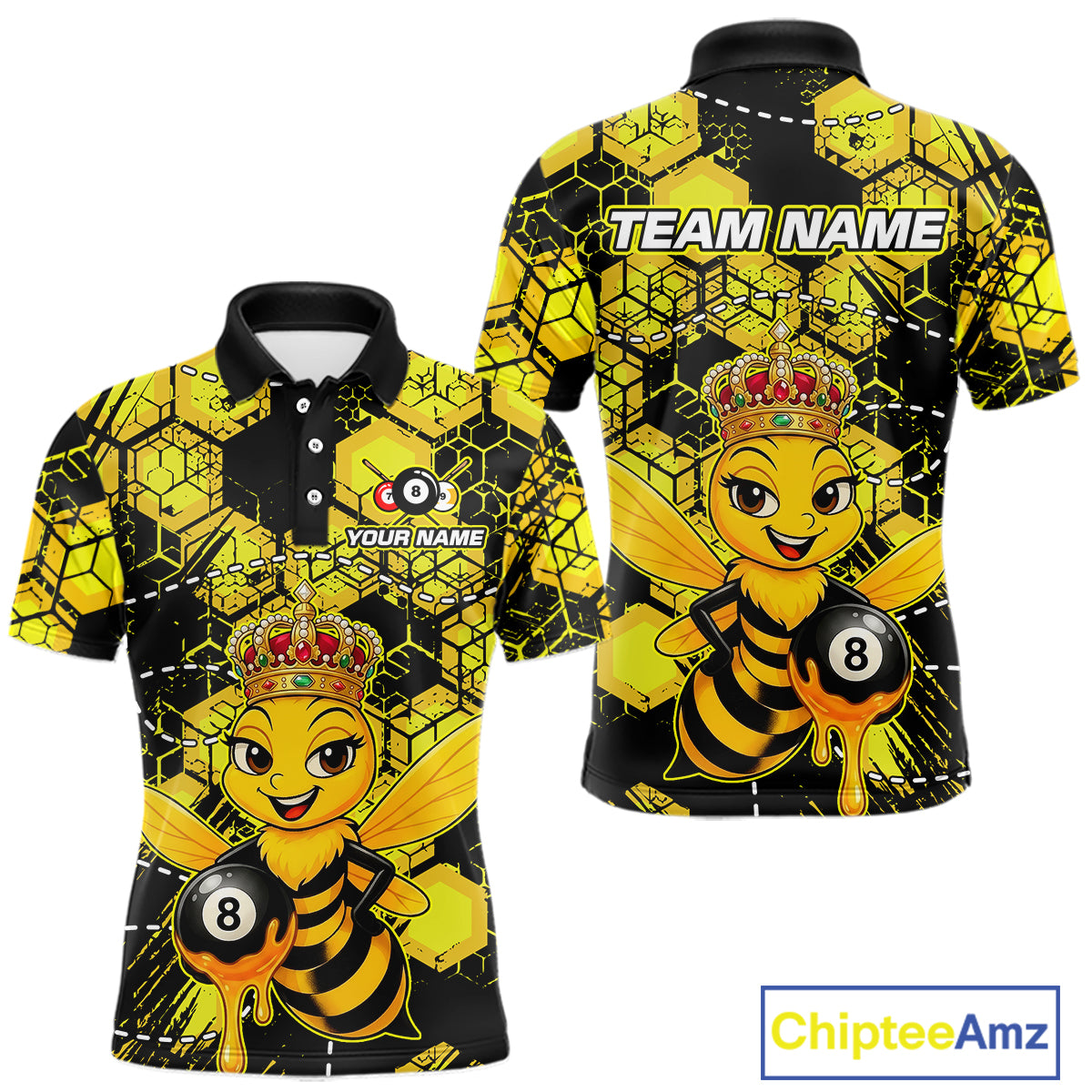 Funny Bee 8 Ball Billiard Shirts for Men Custom Billiard Team Jersey Polo & 1/4 Zip BHT29