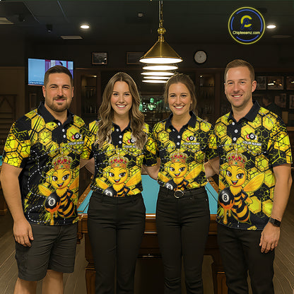 Funny Bee 8 Ball Billiard Shirts for Men Custom Billiard Team Jersey Polo & 1/4 Zip BHT29