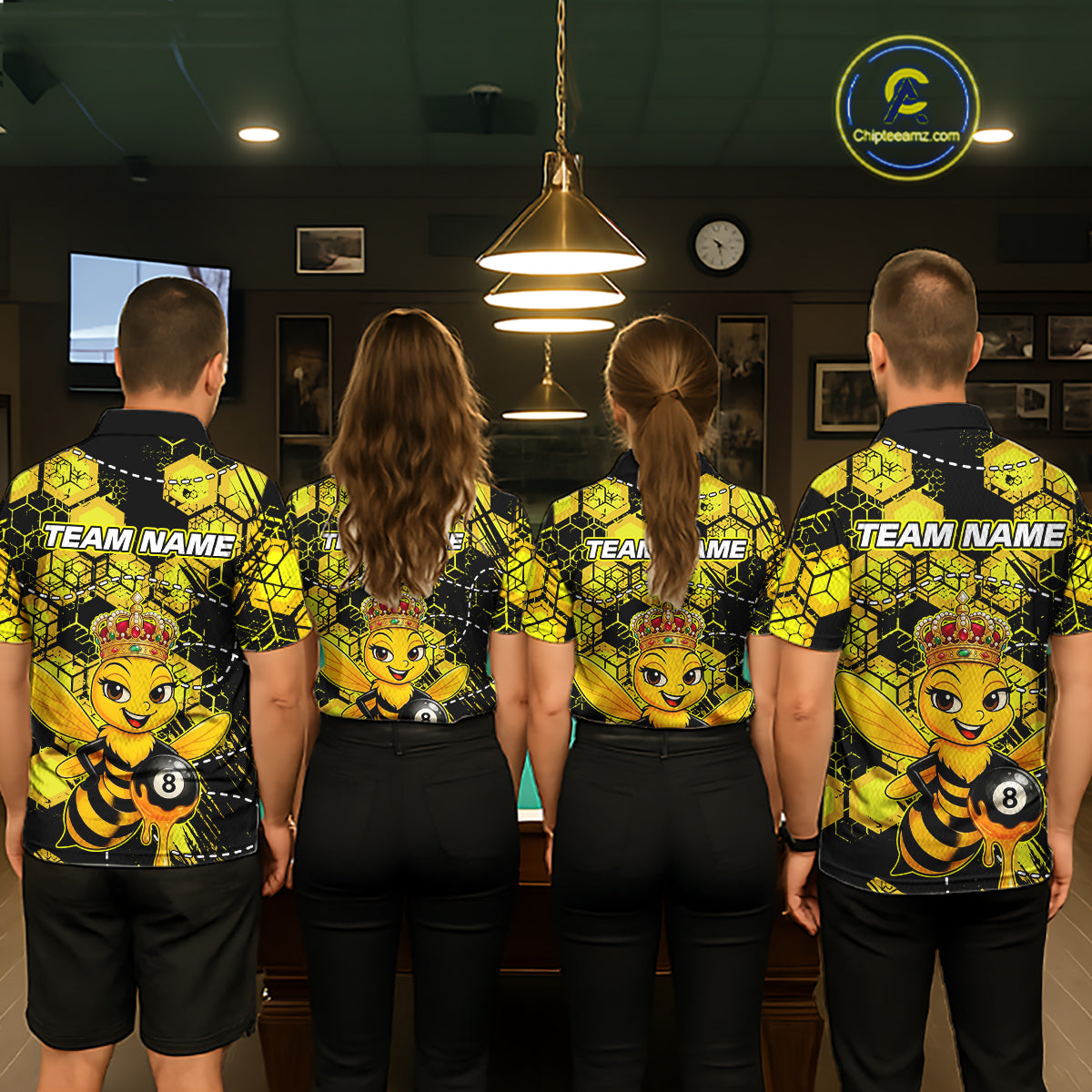 Funny Bee 8 Ball Billiard Shirts for Men Custom Billiard Team Jersey Polo & 1/4 Zip BHT29