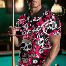 Load image into Gallery viewer, Custom Pink Skull Bunny Billiard Shirt for Men Gothic Billiard Team Jersey Polo &amp; Quarter-Zip BHT30
