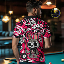 Load image into Gallery viewer, Custom Pink Skull Bunny Billiard Shirt for Men Gothic Billiard Team Jersey Polo &amp; Quarter-Zip BHT30