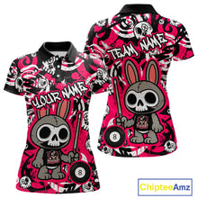 Load image into Gallery viewer, Custom Pink Skull Bunny Billiard Shirt for Women Gothic Billiard Team Jersey Polo &amp; Quarter-Zip BHT30
