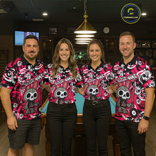 Load image into Gallery viewer, Custom Pink Skull Bunny Billiard Shirt for Men Gothic Billiard Team Jersey Polo &amp; Quarter-Zip BHT30