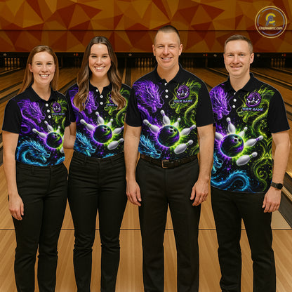 Multicolor Dragon Bowling Shirt for Women Custom Bowling Jersey Polo & 1/4-Zip QZT1051
