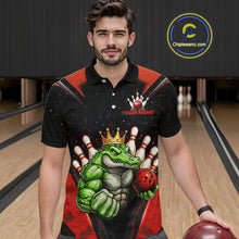 Load image into Gallery viewer, Custom Funny Red Crocodile Bowling Shirt Alligator Bowling Jersey for Men Polo &amp; 1/4 Zip QZT823