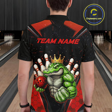 Load image into Gallery viewer, Custom Funny Red Crocodile Bowling Shirt Alligator Bowling Jersey for Men Polo &amp; 1/4 Zip QZT823