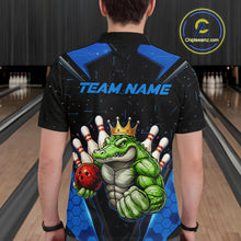 Load image into Gallery viewer, Custom Funny Blue Crocodile Bowling Shirt Alligator Bowling Jersey for Men Polo &amp; 1/4 Zip QZT823