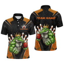 Load image into Gallery viewer, Custom Funny Orange Crocodile Bowling Shirt Alligator Bowling Jersey for Men Polo &amp; 1/4 Zip QZT823